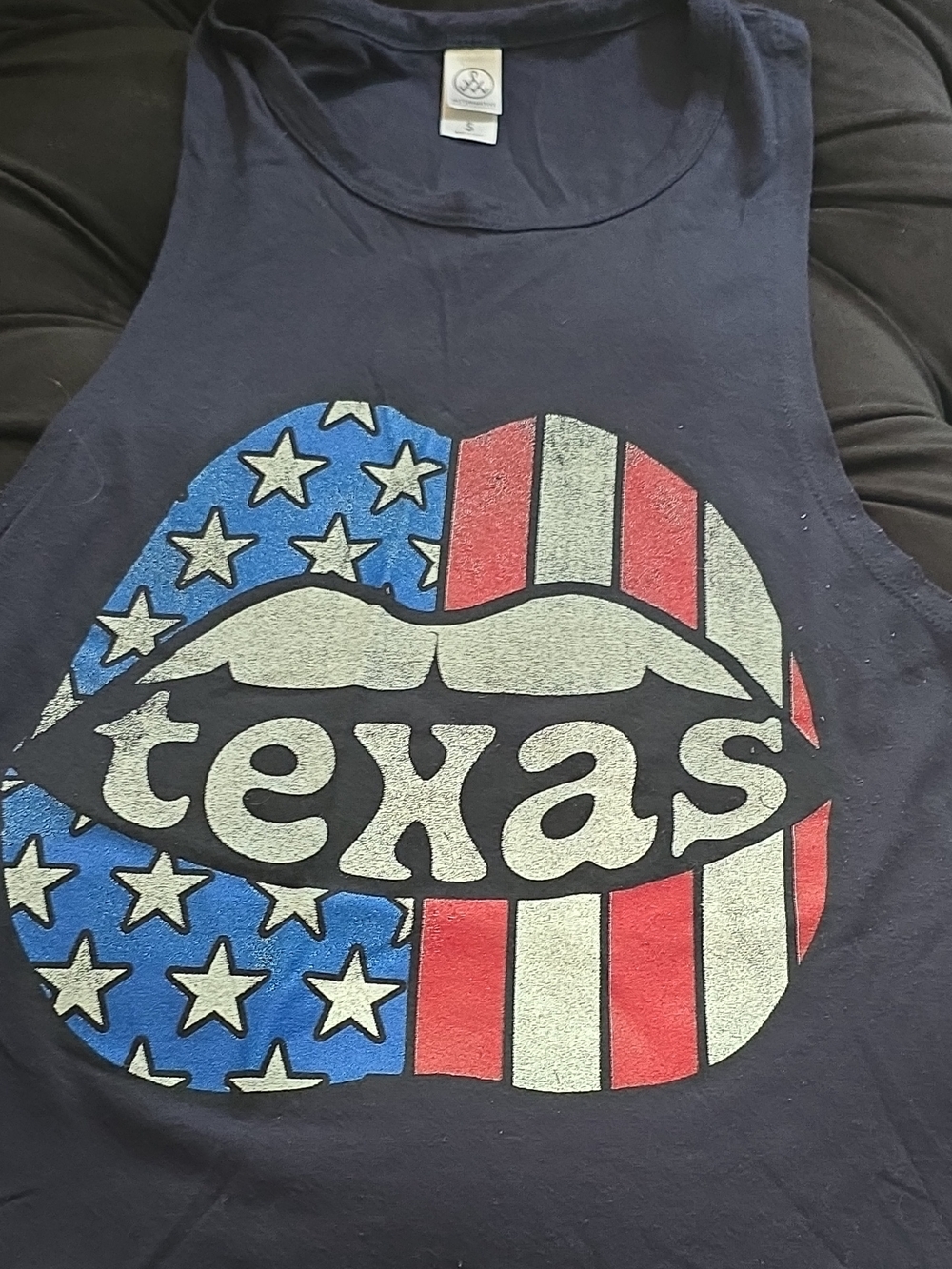 Alternative Texas Graphic Print Womens Navy Blue Sleeveless Tank Top Size S